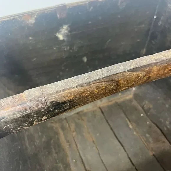 Antique Chinese Rice Grain Harvest Basket Bucket Scoop Measure Wood Baskets & Bins